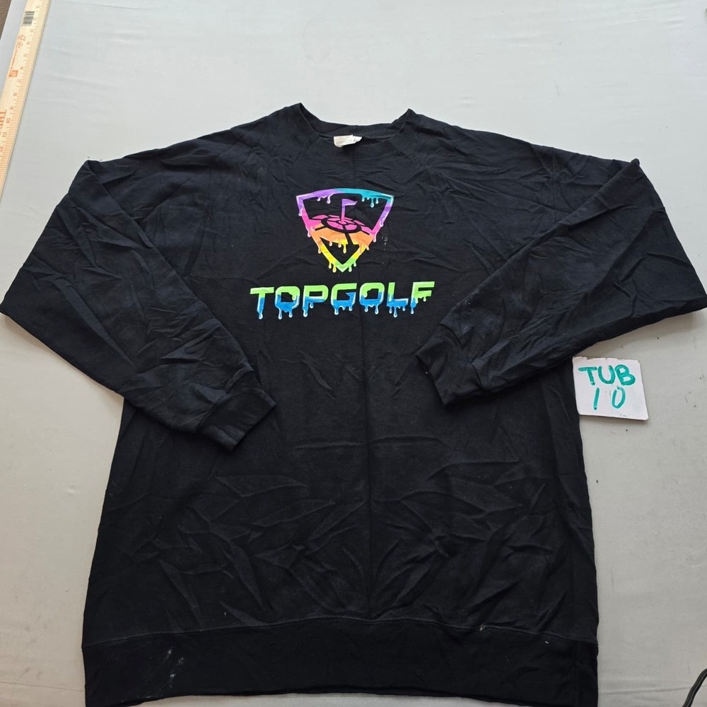 Hanes EcoSmart Topgolf Crewneck Sweatshirt Mens Large Black Rainbow Drip Logo